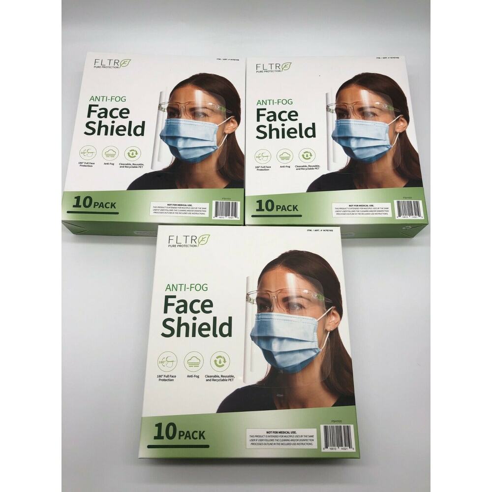 FLTR Pure Protection Anti-Fog Face Shields 10-pack Barrier Comfort Lot of 3 - Picture 2 of 12